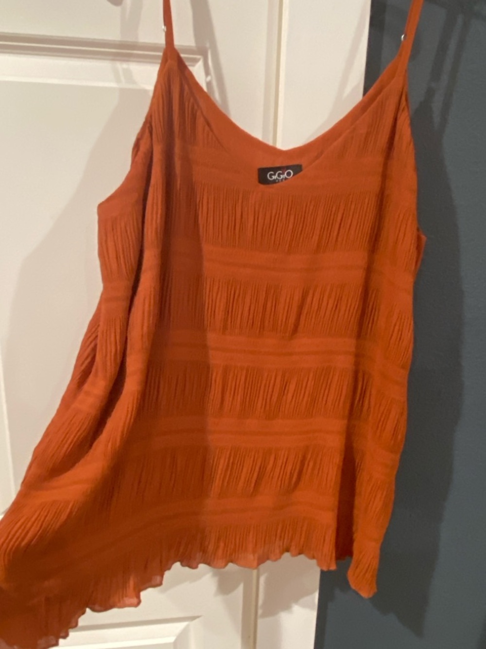 Burnt Orange Textured Spaghetti-Strap Camisole (fits like a L/XL)